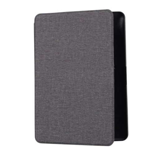 Harmaa flip-cover 6 tuumaa Kindle 10. sukupolven 2019 e-kirjan lukijalle joustavalla rannekkeen ja suojakalvolla näytölle