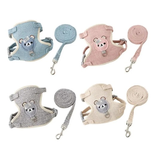 Harnais réglable pour chats et petits chiens taille M Avec la laisse Fermeture sécurisée Matériau respirant et confortable Couleur variée