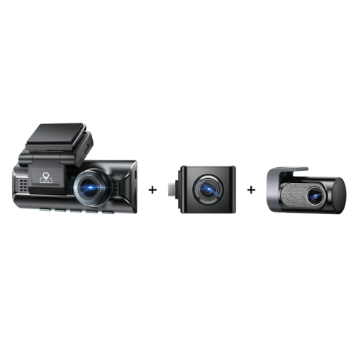 Háromcsatornás fedélzeti kamera AZDOME M550 Pro 3CH 4K + 1080P + 2,5K GPS-szel, 3,19" IPS kijelzővel, éjszakai móddal és 64GB kártyával