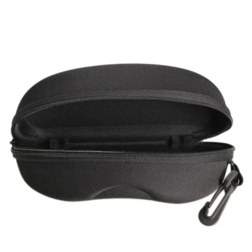Hartes Brillenetui 16 x 8,1 x 7,2 cm Schwarzes schützendes EVA-Etui mit Reißverschluss und Karabiner für Sonnen- und Korrekturbrillen