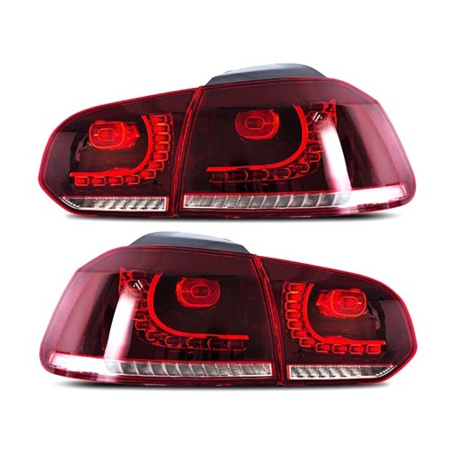 Hátsó LED lámpák VW Golf 6 R20 bal és jobb oldal négy darabos készlet ABS műanyag több színváltozat közvetlen csatlakozás átalakítás nélkül 2008-tól 2013-ig