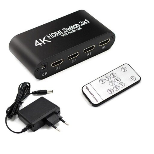 HDMI-switch 3:1 med fjernbetjening