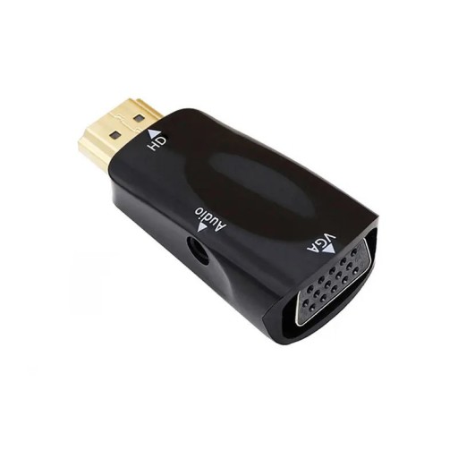 HDMI til VGA-adapter med lydudgang, digital signalkonverteradapter til skærm, projektor, TV, kompatibel med pc, bærbar computer, konsol