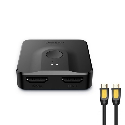 HDMI tovejrswitch 2:1 med HDMI kabler