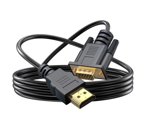 HDMI-VGA-sovitin 1,8 m:n muunnin digitaali-analogisignaalisovitin monitoriin, projektoriin, kannettavaan tietokoneeseen, Full HD Plug &amp; Play