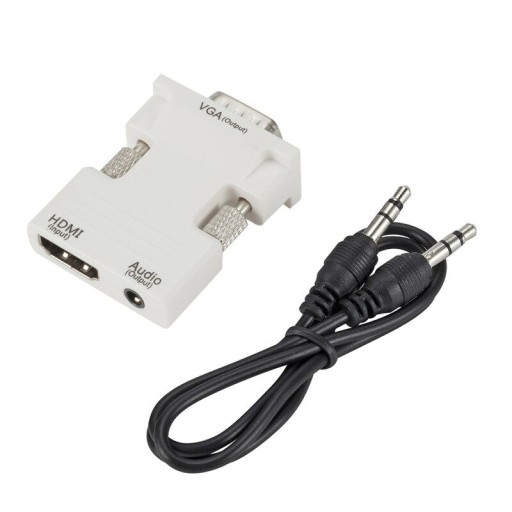 HDMI-VGA-sovitin äänikaapelilla