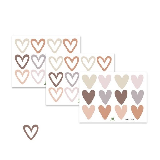 Heart Shaped Decorative Stickers 36 pcs Set of 3 Sheets of 12 Stickers Easy Application Decorative Stickers for Various Surfaces