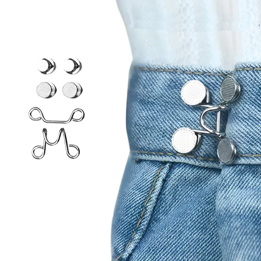 Hebilla de cintura metálica ajustable de 32 mm con pasadores para ajustar pantalones, sin costuras, hebilla práctica para jeans, faldas y pantalones cortos, ajuste rápido de tamaño.