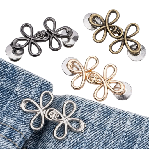 Hebilla de metal ajustable con forma de trébol para cintura, ajuste de pantalones, sin costuras, hebilla elegante para jeans, faldas, cierre rápido, decoración.