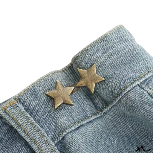 Hebilla para apretar pantalones a la cintura Hebilla ajustable sin necesidad de coser Clip metálico con dos estrellas Práctico acortador de cintura Accesorios de ropa