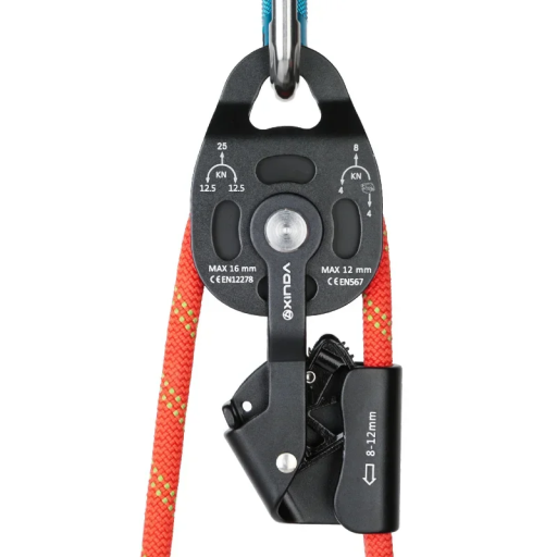 Hefklimop 7,5 x 18 cm van luchtvaartaluminium 7075 Duurzame katrol voor touw 8–12 mm Klimmen Outdoor Sportuitrusting