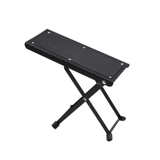 Height Adjustable Guitar Footstool Folding Metal Footrest 4 Positions Non-Slip Black Pad 25.4x10.2 cm