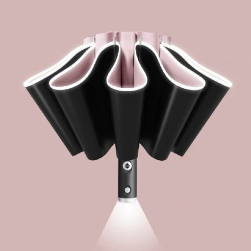 Helautomatiskt paraply med LED-ficklampa