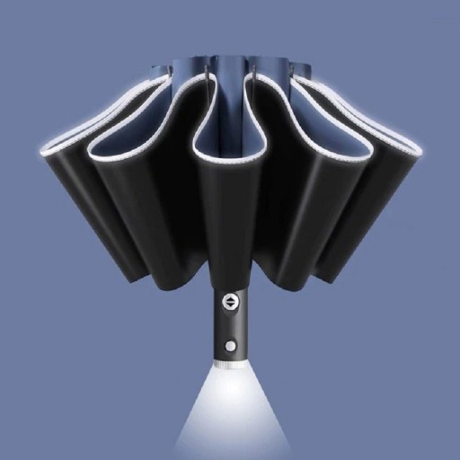 Helautomatiskt paraply med LED-ficklampa