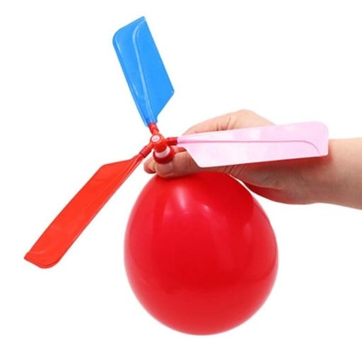 Helicóptero de balão para crianças Brinquedo voador com hélice movido por um balão cheio Conjunto com dois balões Plástico e borracha Diâmetro 28 cm
