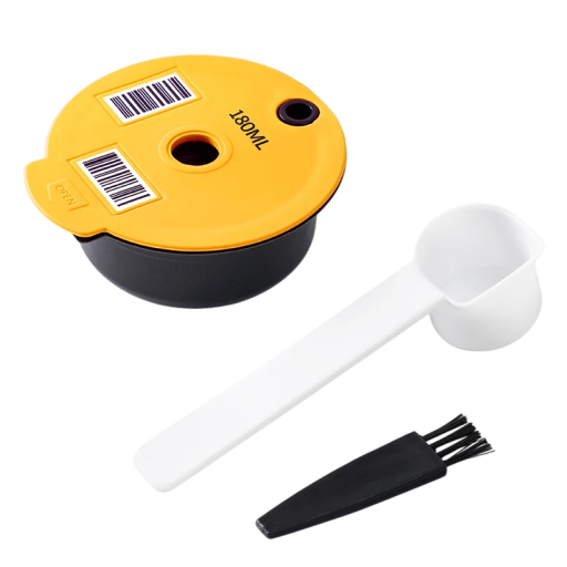 Herbruikbare siliconen koffiecapsule 180 ml voor Tassimo Bosch 7,4 x 3 cm met lepel Ecologische vervanger voor wegwerp-capsules