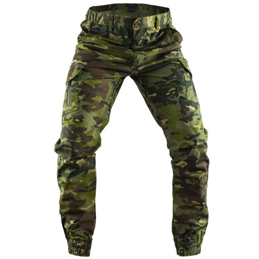 Heren donkergroene camouflage tactische cargobroek, outdoor werkbroek, wandelbroek met zakken, duurzame comfortabele broek