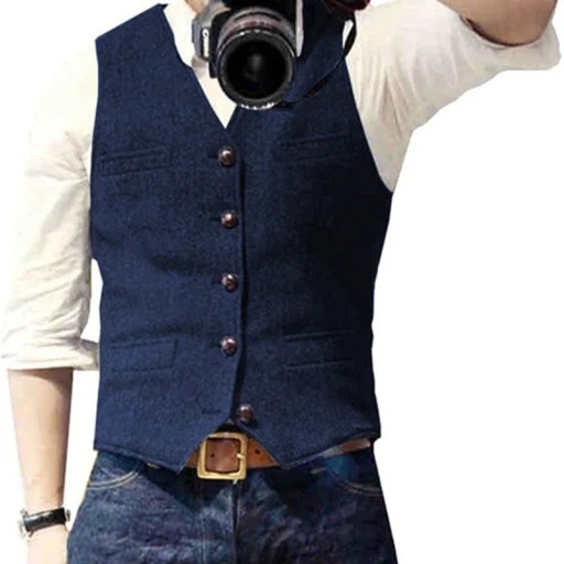 Heren elegante vest met zakken en borstzak Een effen formele vest met knopen