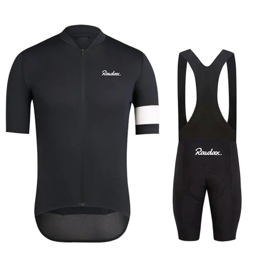 Heren fietset Shirt met korte mouwen en volledige rits Bovenbroek met bretels en padding Rekbaar materiaal 80% polyester en 20% spandex Voor de fiets