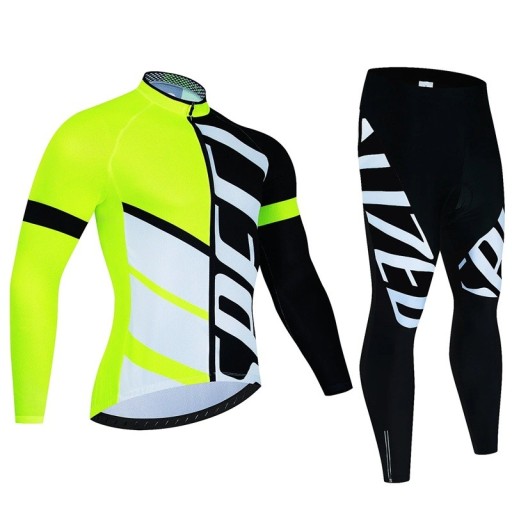Heren fietskleding set – shirt met lange mouwen en broek, voor fietsen, sport en vrijetijdsactiviteiten