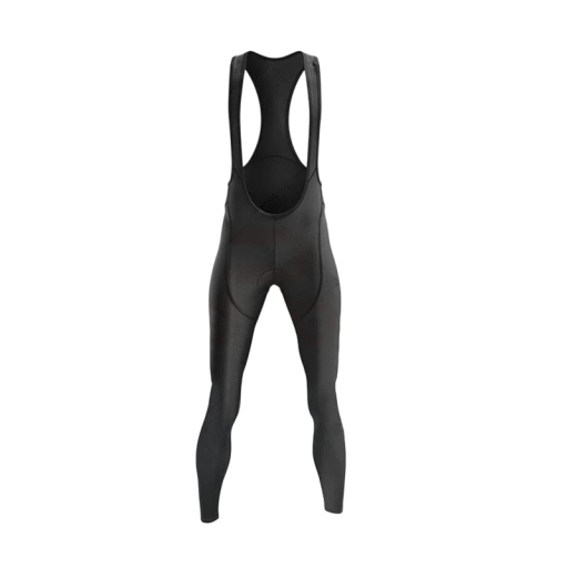 Heren fietssport lange broek met bretels voor fietsen elastisch stretch voor fietsen sport en training zwart