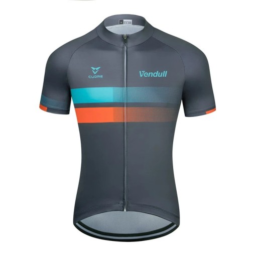 Heren fietssportshirt met korte mouwen en rits met 3 achterzakken voor fietsen en sport, grijs