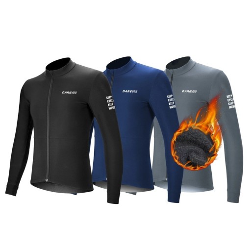 Heren fietssportshirt met lange mouwen en rits voor fietsen en sport