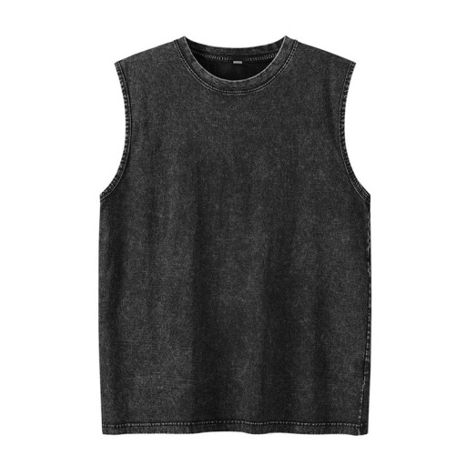 Heren Katoenen Tanktop Effen Uitvoering Ronde Hals Comfortabele Rechte Snit Ademend Materiaal Voor Sport en Vrije Tijd