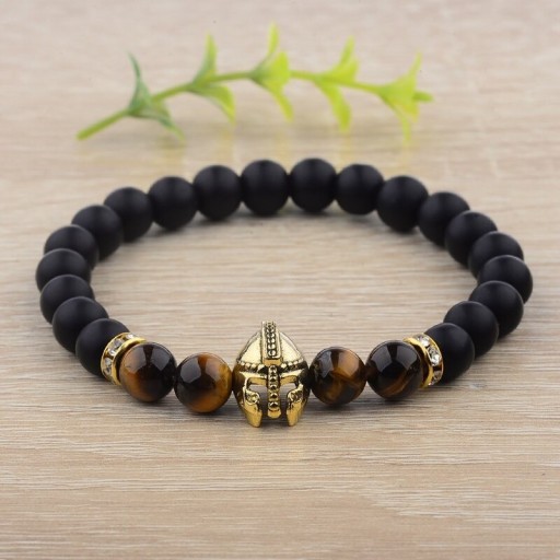Heren kralenarmband met helm