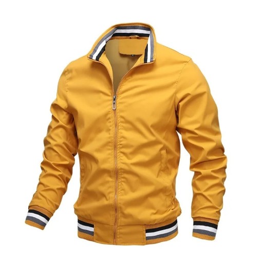 Heren lentejack met elastische manchetten en kraag Lichtgewicht overgangsjack met zakken Sportief urban casual jack