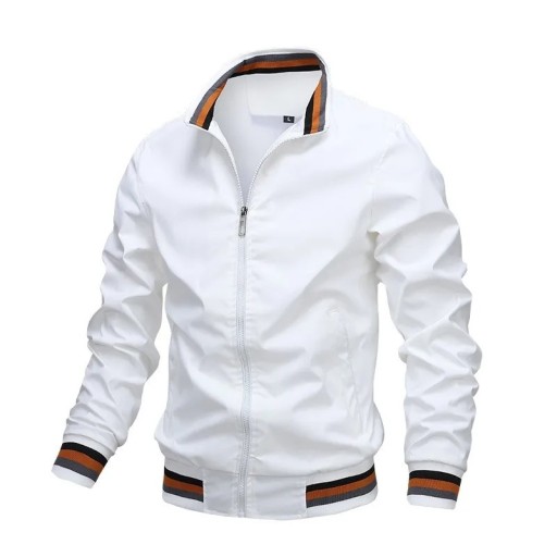 Heren lentejack met elastische manchetten en kraag Lichtgewicht overgangsjack met zakken Sportief urban casual jack