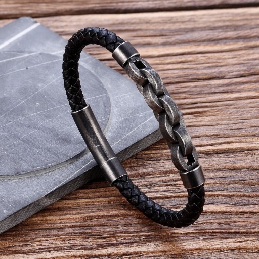 Heren leren armband H389