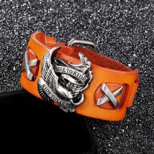 Heren leren armband met adelaar