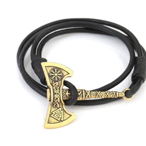 Heren leren armband met bijl
