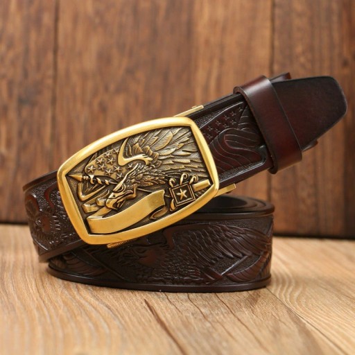 Heren leren riem met adelaar L481