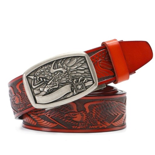 Heren leren riem met adelaar L481