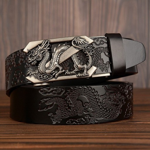 Heren leren riem met draak