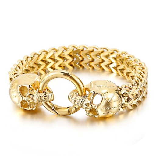 Heren massieve armband met schedels