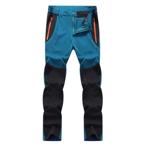 Heren outdoorbroek voor wandelen en kamperen, slijtvast met elastische taille en versterkte panelen op de knieën en ritszakken