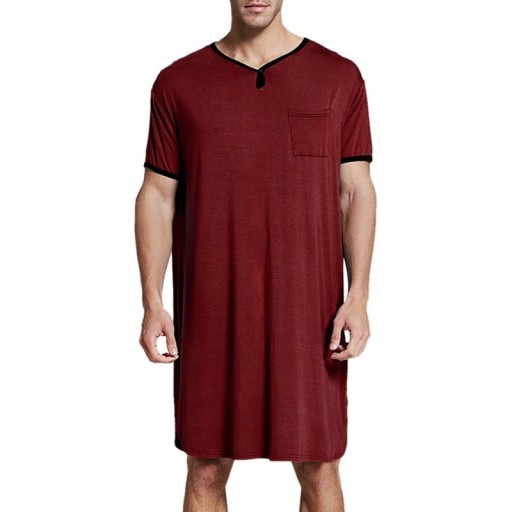 Heren pyjama nachthemd korte mouwen comfortabele snit katoen polyester thuis dragen en slapen