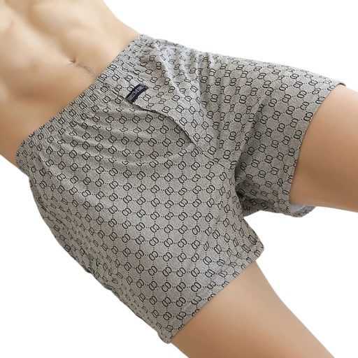 Heren pyjama shorts geometrisch patroon elastische taille katoen grijs comfortabel thuis dragen slapen en ontspannen