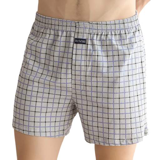 Heren pyjama shorts geruit patroon elastische taille katoen lichtgrijs comfortabel thuis dragen slapen en ontspannen