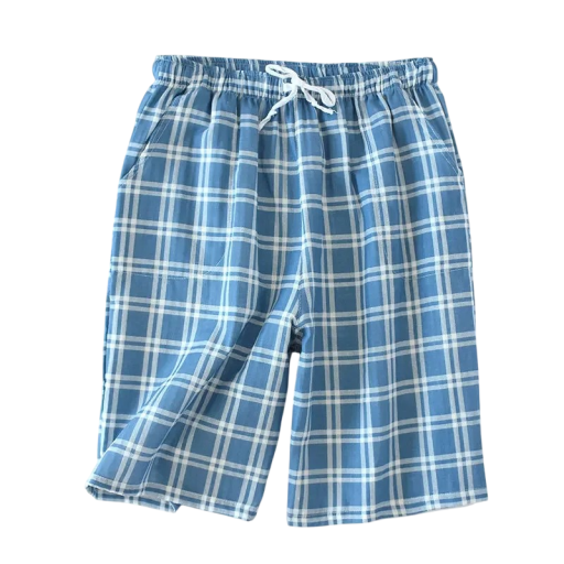 Heren pyjama shorts met ruitpatroon en verstelbare tailleband van katoen voor comfortabel thuisgebruik, slapen en zomerse ontspanning