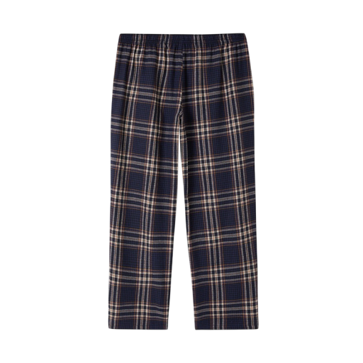 Heren pyjamabroeken lange geruite patroon elastische taille katoen polyester donkerblauw comfortabele slaap thuis dragen