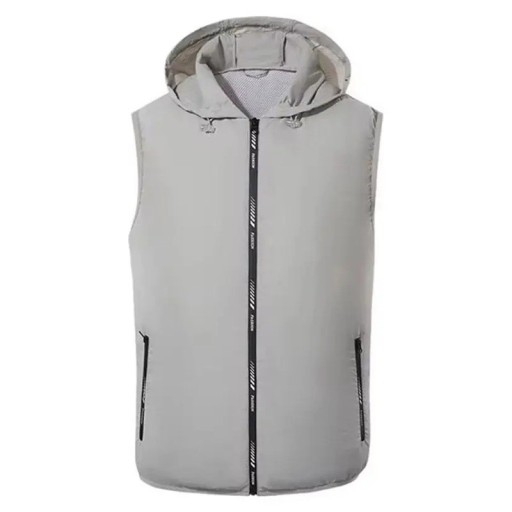 Heren sportvest met capuchon, lichtgewicht waterdicht vest met rits en zakken, mouwloos outdoor hardloopvest voor heren