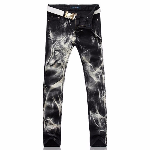 Heren stijlvolle jeans met wolf