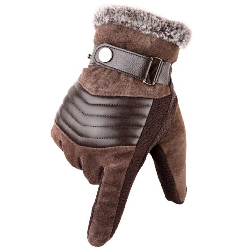 Heren winterhandschoenen met touchscreenfunctie Warme winterhandschoenen met bont en aantrekband