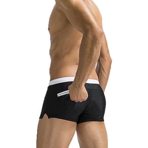 Heren zwembroek Polyester Spandex Effen Met een zakje aan de achterkant Witte streep rond de taille Met koord Elastisch Sneldrogend