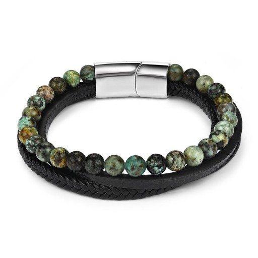 Herenarmband met meerdere lagen kralen