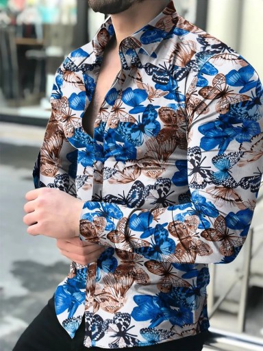 Herenoverhemd met patroon F435